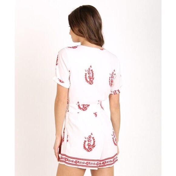 Tularosa Rowley Romper Medallion red white Womens Size Small - Picture 5 of 13